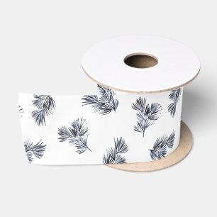 Blue Watercolor Sprig Satin Ribbon