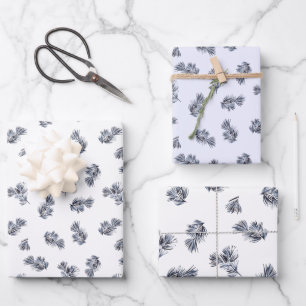 Blue Watercolor Sprig Wrapping Paper Sheet