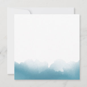 Blue Watercolor Square Wedding Invitation