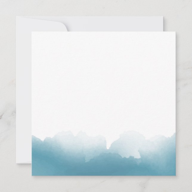 Blue Watercolor Square Wedding Invitation (Front)