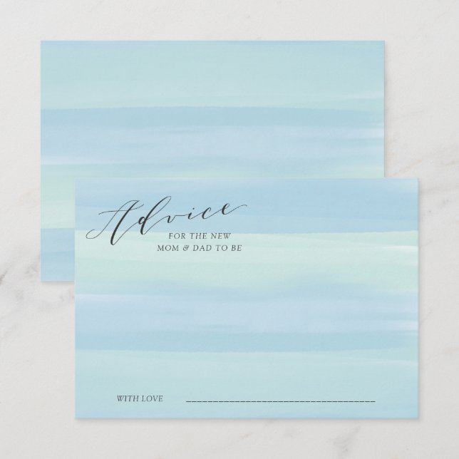 Blue Watercolor Stripes Advice Card Baby Shower (Front/Back)