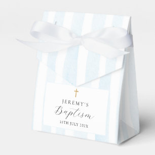 Blue Watercolor Stripes - Baptism Favor Box