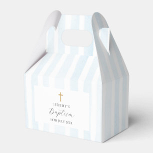 Blue Watercolor Stripes Baptism Favor Box