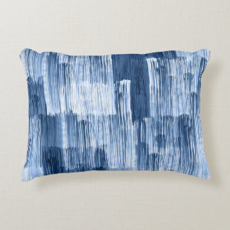Blue Watercolor Stripes: Geometric Pattern Accent Pillow