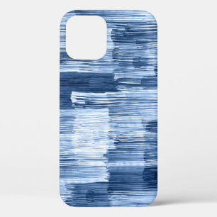 Blue Watercolor Stripes: Geometric Pattern iPhone 12 Case