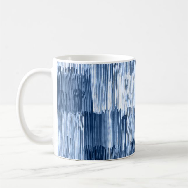Blue Watercolor Stripes: Geometric Pattern Coffee Mug (Left)