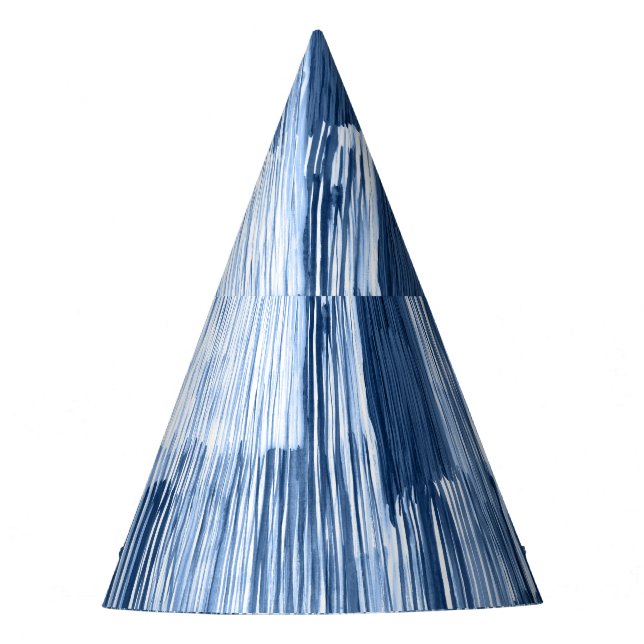 Blue Watercolor Stripes: Geometric Pattern Party Hat (Front)