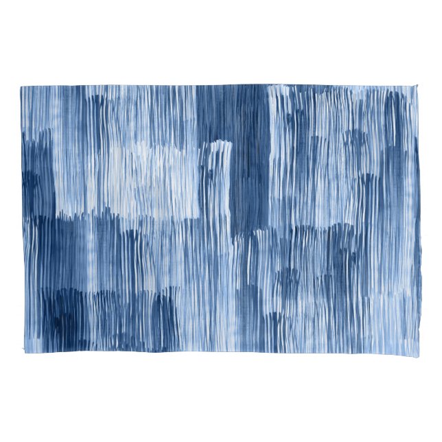 Blue Watercolor Stripes: Geometric Pattern Pillowcase (Front)