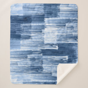 Blue Watercolor Stripes: Geometric Pattern Sherpa Blanket