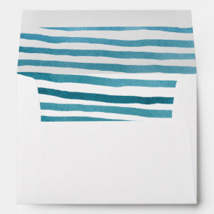 Blue Watercolor Stripes Pre-Addressed Envelopes