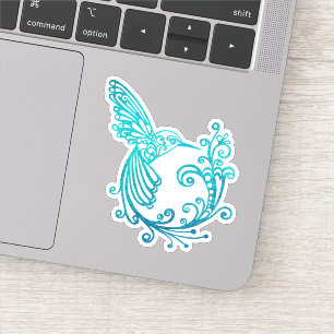 Blue Watercolor Stylized Hummingbird