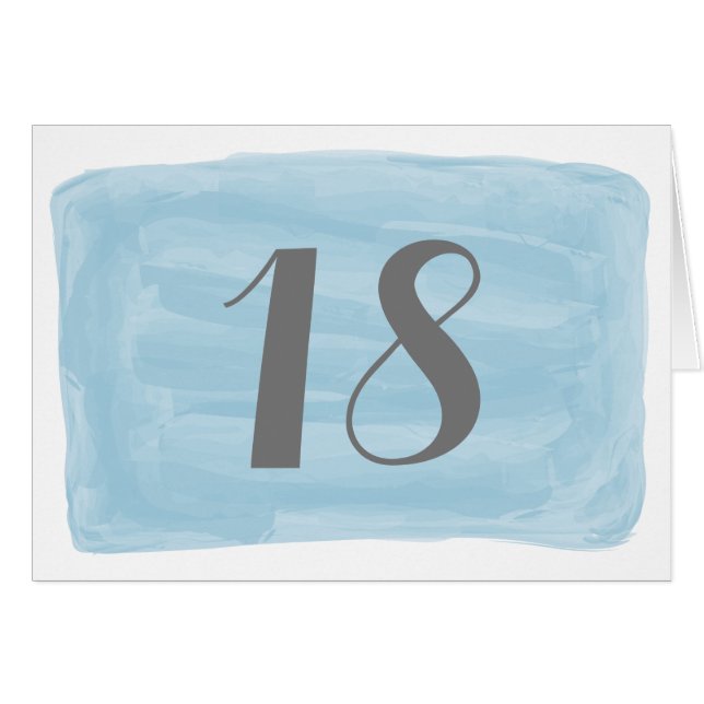 Blue Watercolor Table Number Card (Front Horizontal)