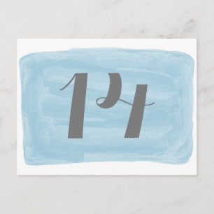 Blue Watercolor Table Number Postcard