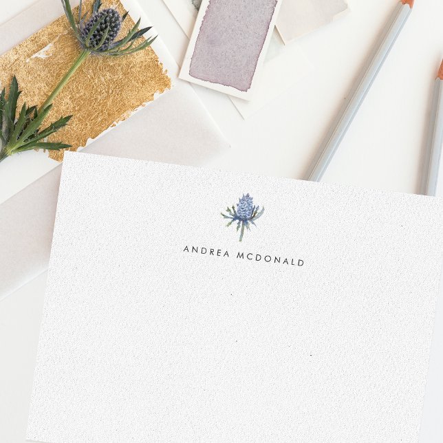 Blue Watercolor Thistle Personal Card (Creator Uploaded)