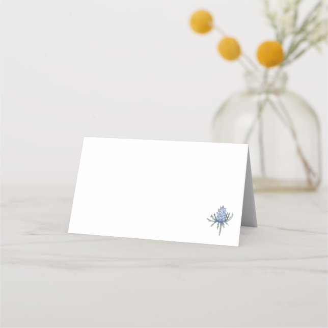 Blue Watercolor Thistle Place Card (Front)