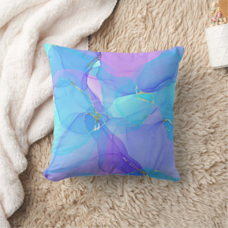 blue watercolor throw pillow