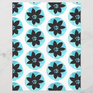 Blue Watercolor Tropical Flower Scrapbook Paper