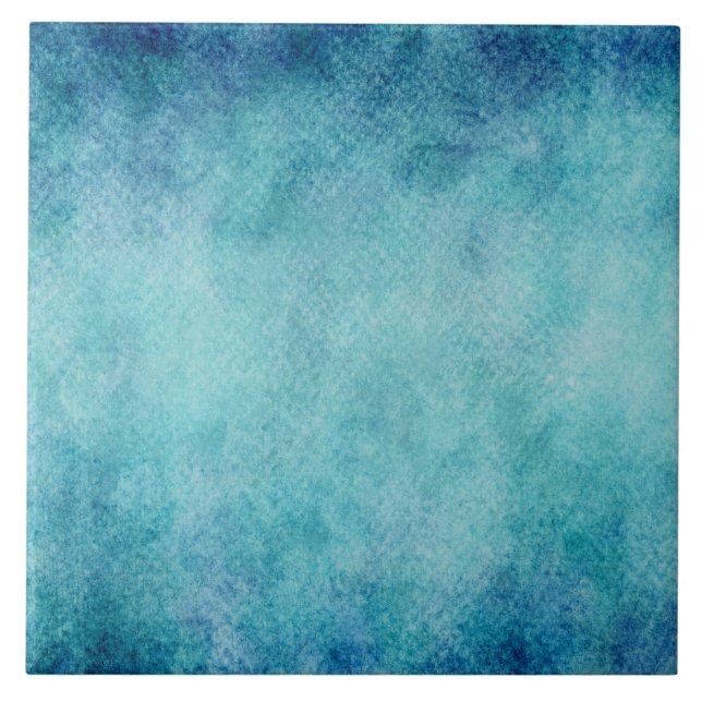 Blue Watercolor Turquoise Paper Background Tile (Front)