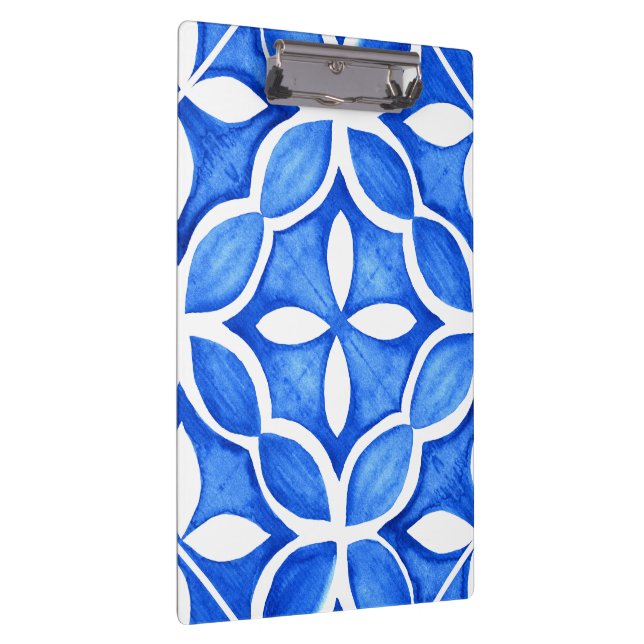 Blue Watercolor Tuscan Italian Tile  Clipboard (Right)