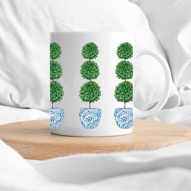 Blue watercolor vase preppy topiary classic mug (Creator Uploaded)