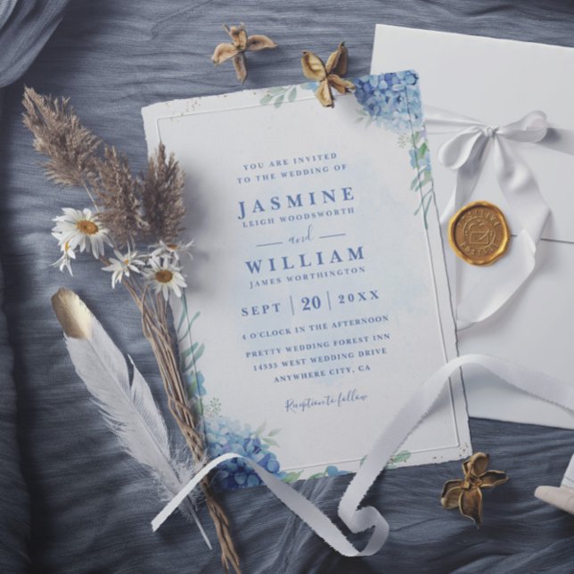 Blue Watercolor Virtual Elegant QR Code Wedding Invitation (Creator Uploaded)