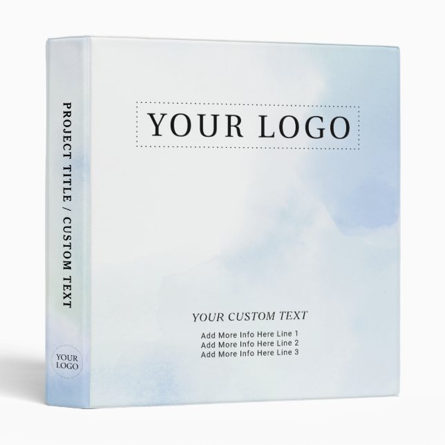 Blue Watercolor wash Business Logo Promotional Binder (Front/Spine)