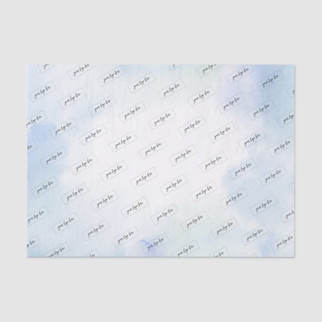 Blue Watercolor Wash Custom Business Logo Tissue Paper (Front)
