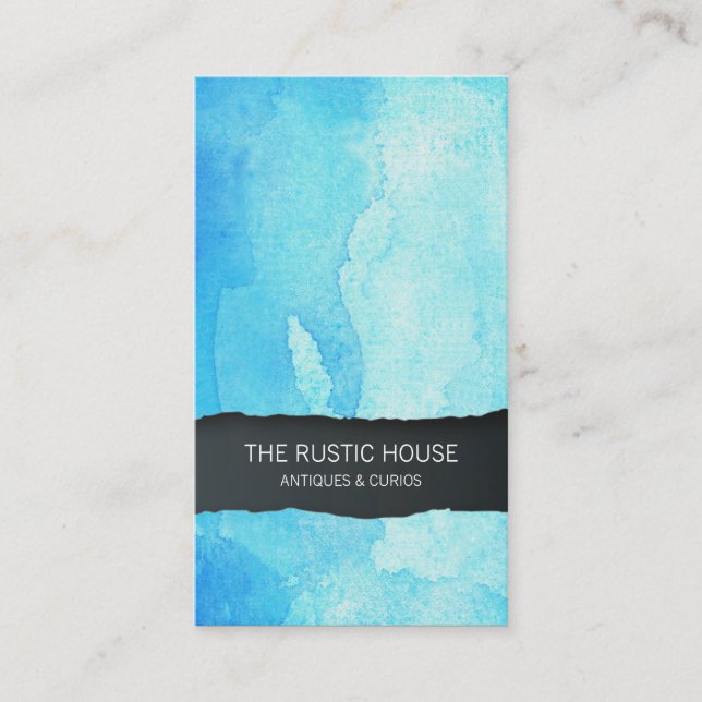 Blue Watercolor Wash Retail Trade Business Card (Front)