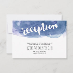 Blue Watercolor Wash Wedding Reception Invitation