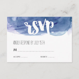 Blue Watercolor Wash Wedding Réponse RSVP