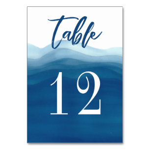 Blue Watercolor Wave Design   Table Card