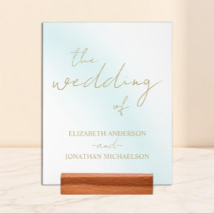 Blue Watercolor Wave Wedding Acrylic Sign