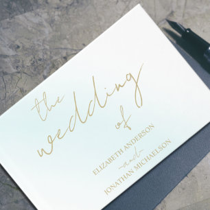 Blue Watercolor Wave Wedding Guest Book