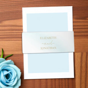 Blue Watercolor Wave Wedding Invitation Belly Band