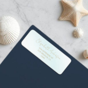 Blue Watercolor Wave Wedding Return Address