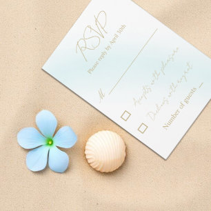Blue Watercolor Wave Wedding RSVP Card