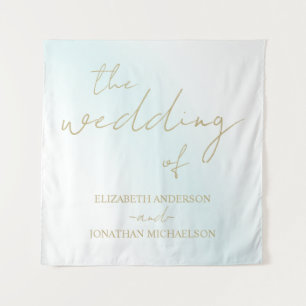 Blue Watercolor Wave Wedding Tapestry