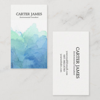Blue Watercolor Waves Business Card