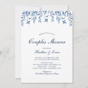 Blue Watercolor Wedding Couples Shower Invitation