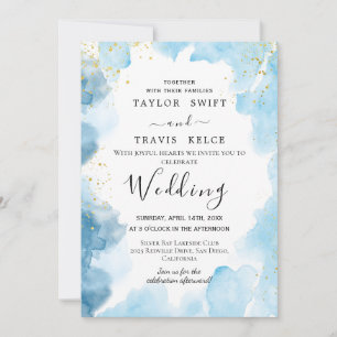 Blue Watercolor Wedding Invitation