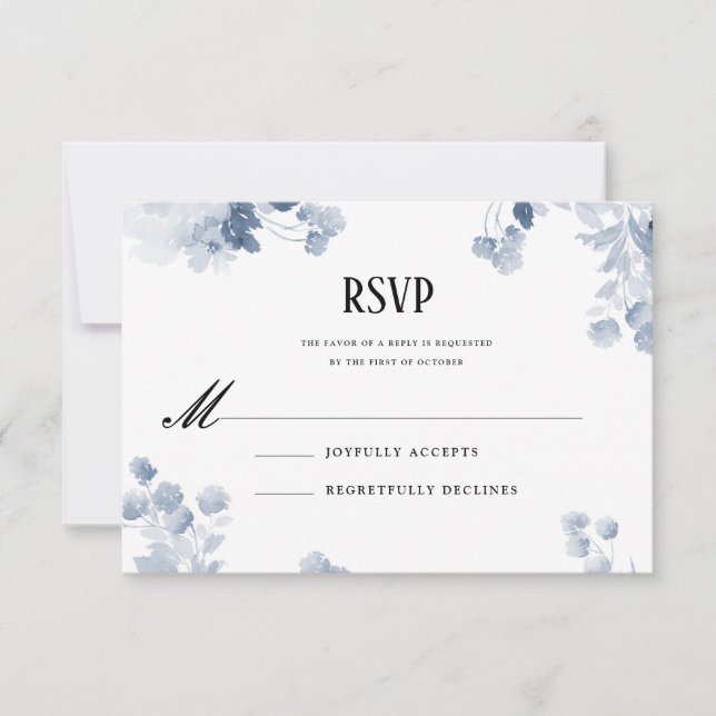 Blue Watercolor Wedding Invitation Suite (Front)