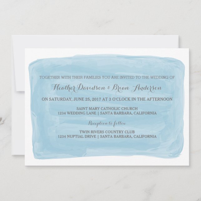 Blue Watercolor Wedding Invite (Front)
