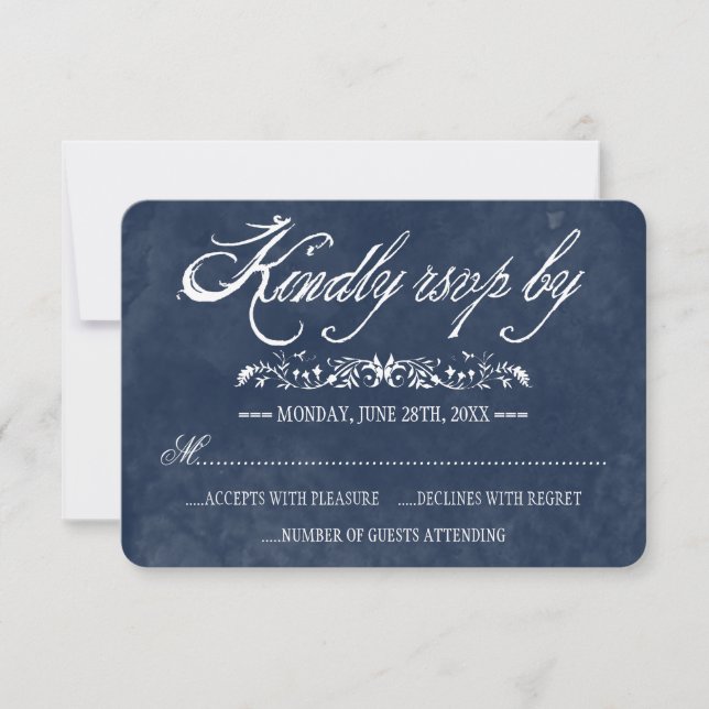 Blue Watercolor Wedding Response Cards (Front)