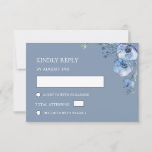 Blue Watercolor Wedding RSVP Card