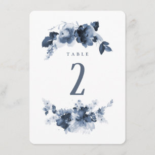 Blue Watercolor Wedding Table Number