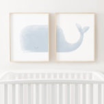 Blue Watercolor Whale Beach Nursery<br><div class="desc">Brighten up your little one's space with this watercolor whale print set.</div>