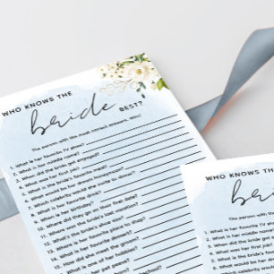 Blue Watercolor White Rose Who Knows the Bride