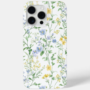 Blue Watercolor Wildflower iPhone 15 Pro Max Case