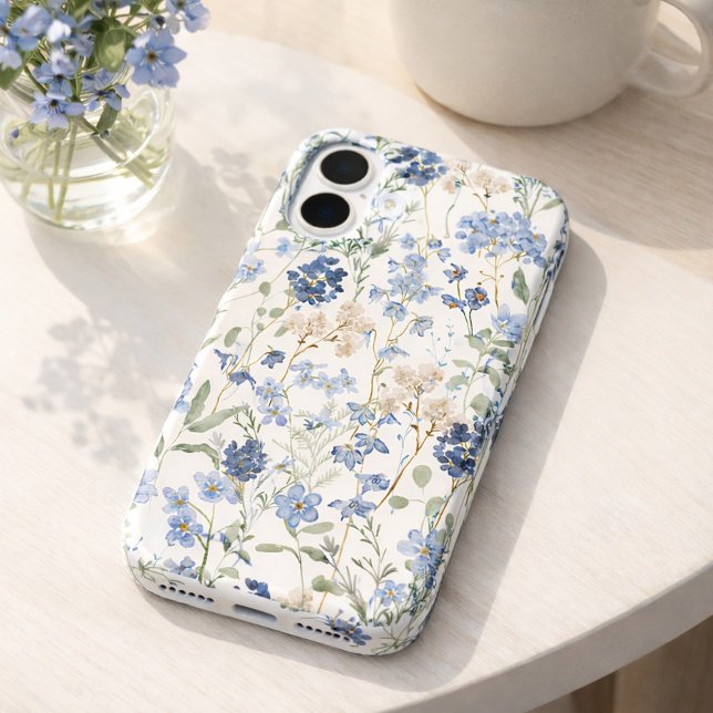 Blue Watercolor Wildflower Case-Mate iPhone Case (Creator Uploaded)