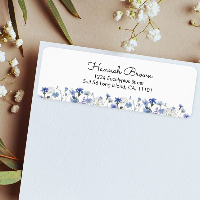 Blue Watercolor Wildflower Garden (In situ envelope)